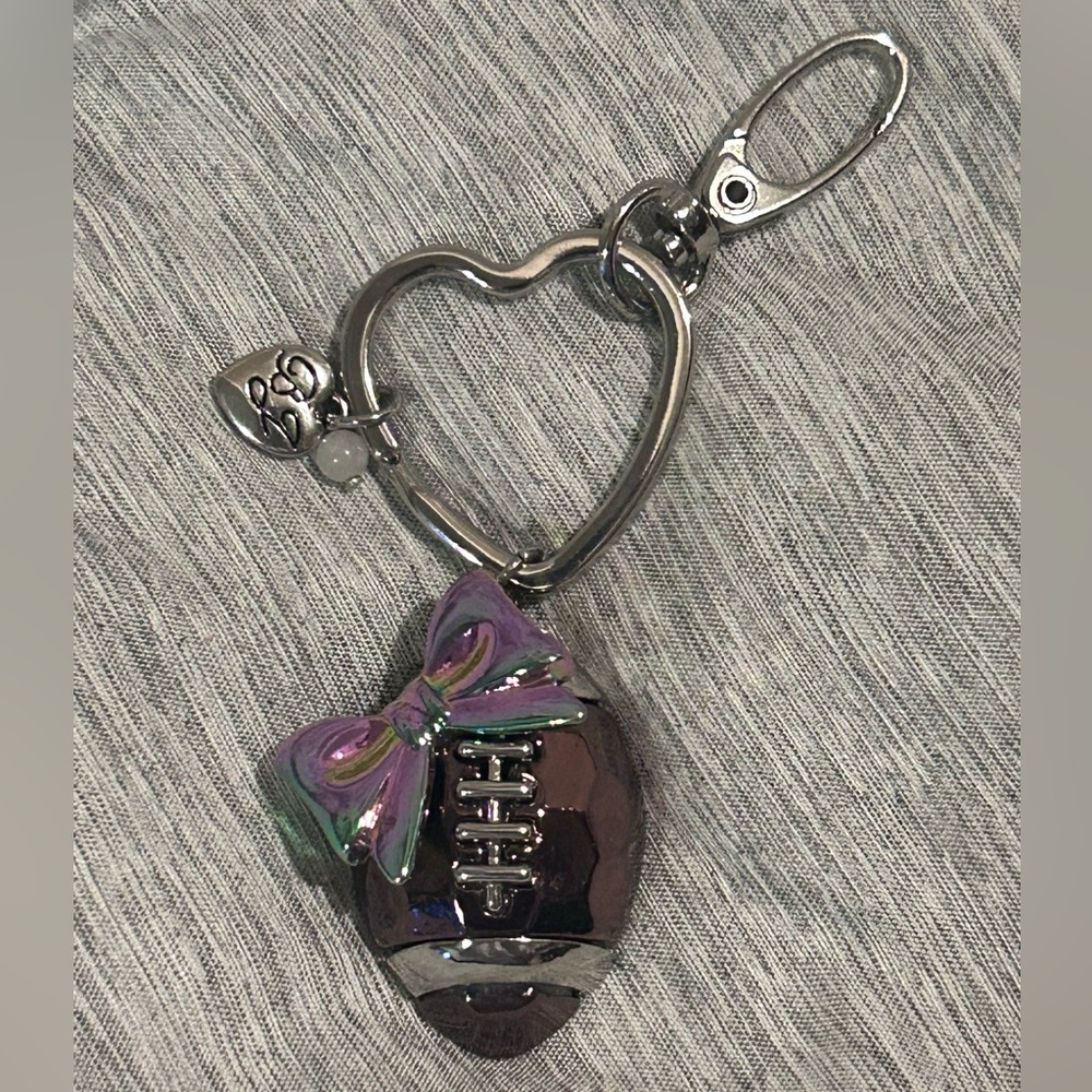 Betsey Johnson Love Football Key Chain With Iridescent Football Charm NWTS